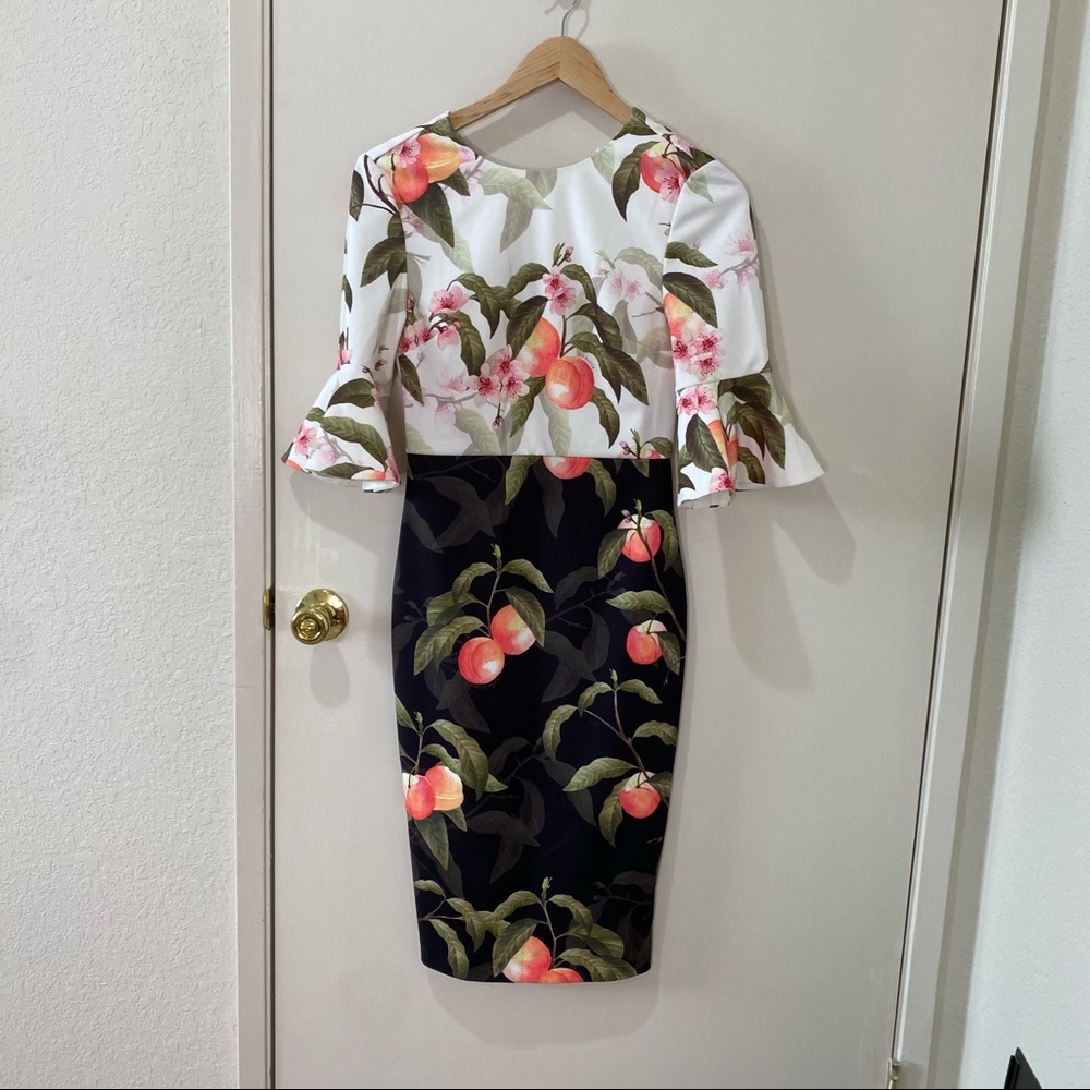 Ted Baker Areea Midi Dress in Peach Blossom Print